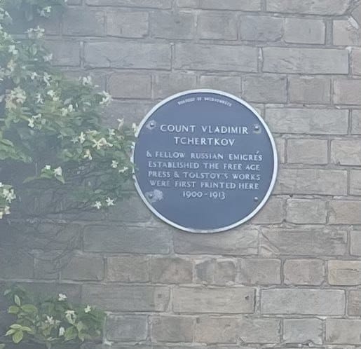 A Memorial Plaque to Vladimir Chertkov, Friend, Editor and Publisher of Lev Nikolayevich Tolstoy