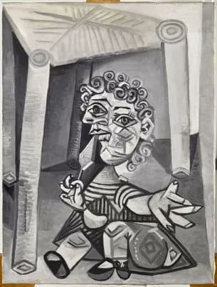 Pablo Picasso's 86-year-old daughter Maya Picasso-Widmaier (68-year-old Brigitte Macron stands beside her, please do not confuse the two) has presented her father's museum with a number of memorial items and 6 of his works, including this portrait, in whi