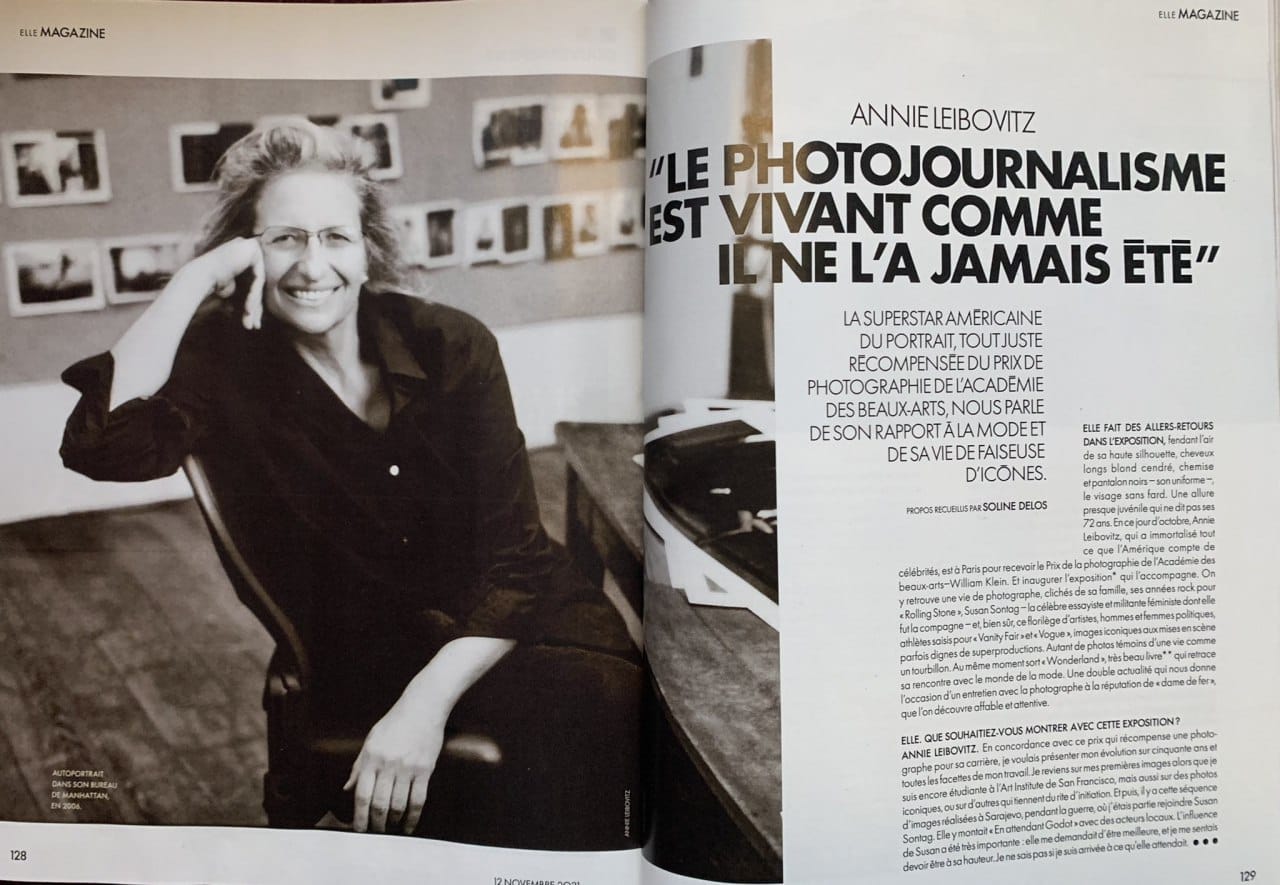 Dans le nouveau numéro d'Elle France, un grand entretien avec Annie Leibovitz