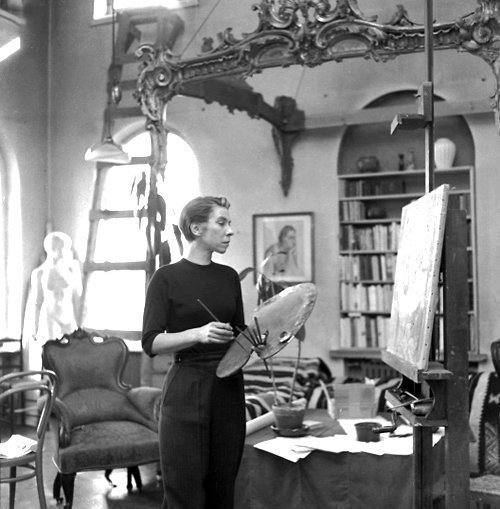 The Finnish writer, artist and creator of the Moomin universe Tove Jansson (1914–2001) in the studio at her home, 1956