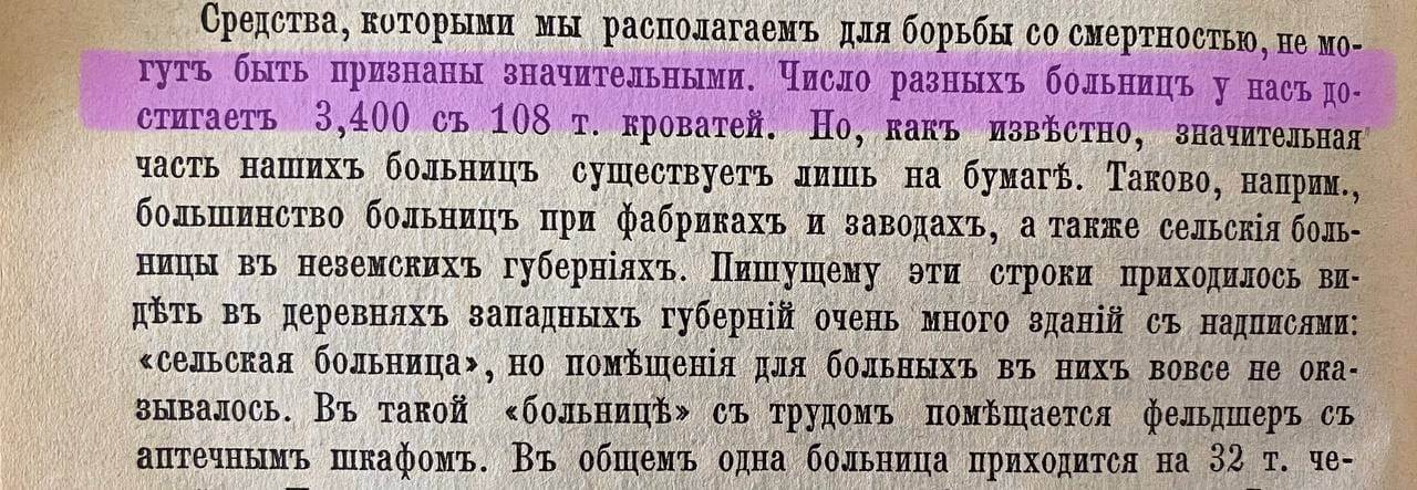 Number of hospitals in the Russian Empire in 1891 and in Russia in 2019