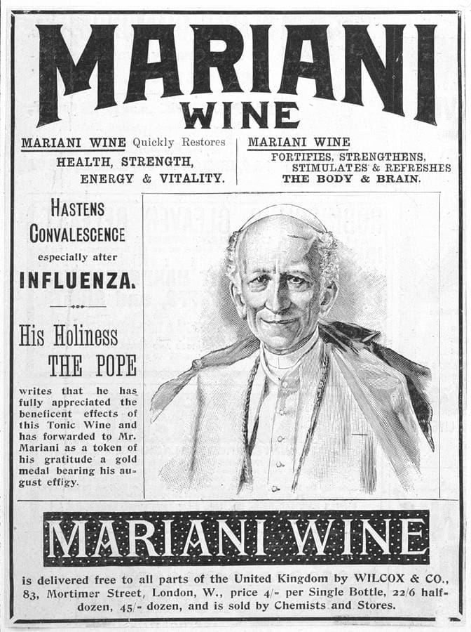 Cocaine-laced Mariani wine and the Vatican gold medal from Pope Leo XIII