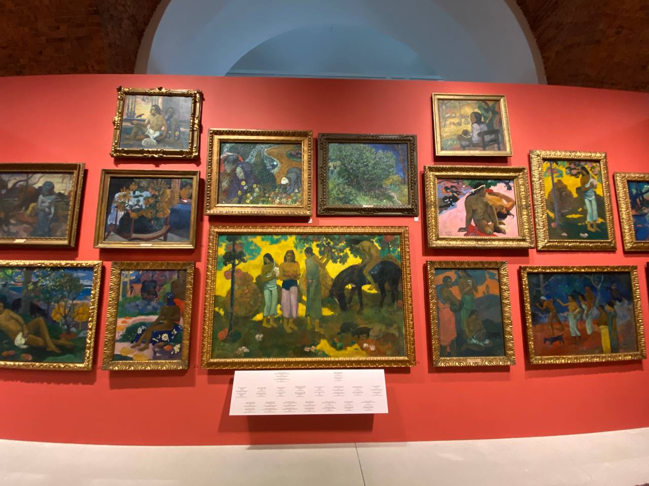 This hanging in the Large Dining Room of the collector Sergei Shchukin's house was called the Gauguin iconostasis by the art critic Yakov Tugendhold