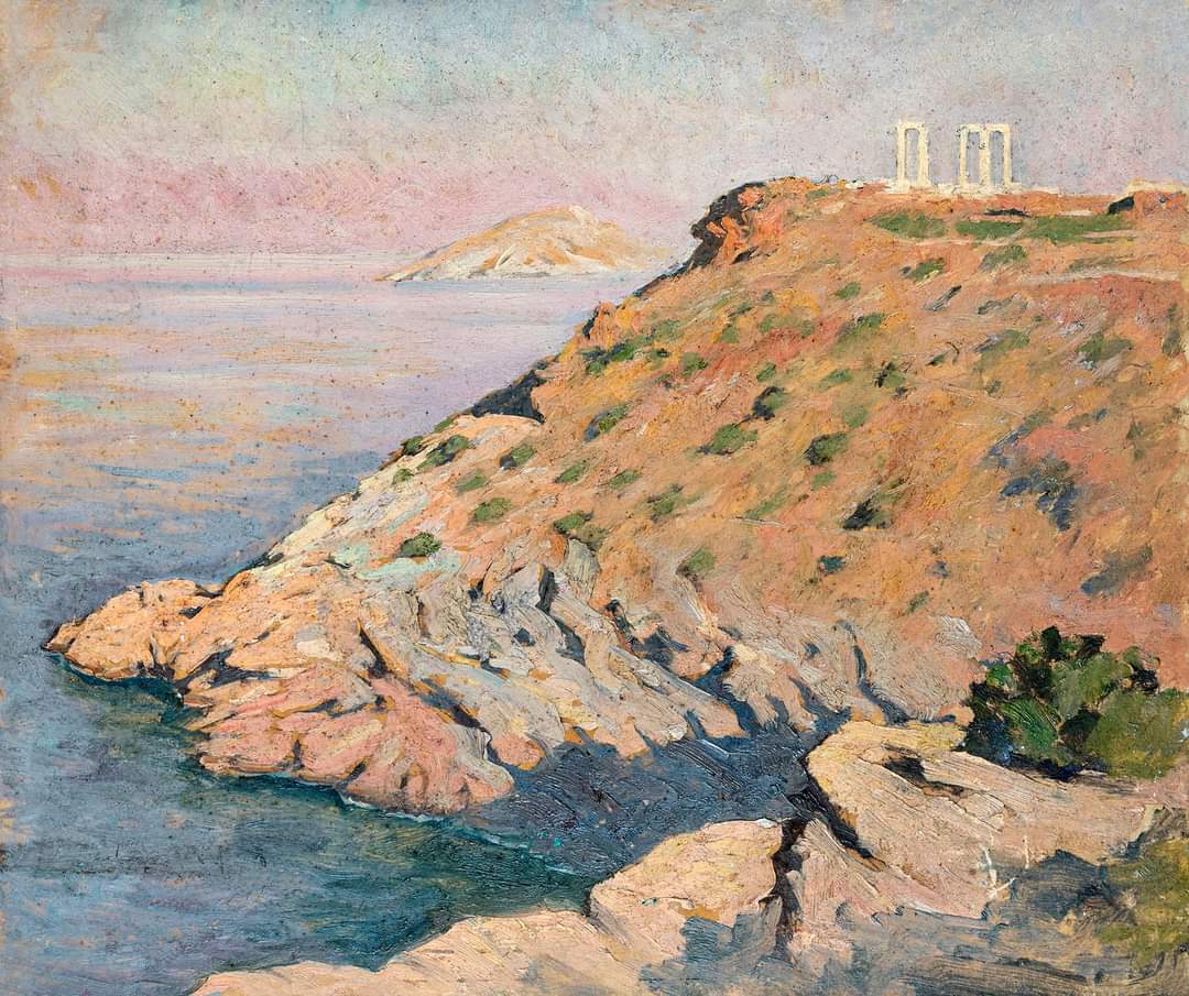 The Temple of Poseidon at Sounion, by the French Artist Paul Bret