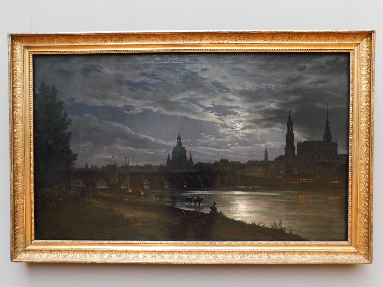 Vue de Dresde au clair de la pleine lune