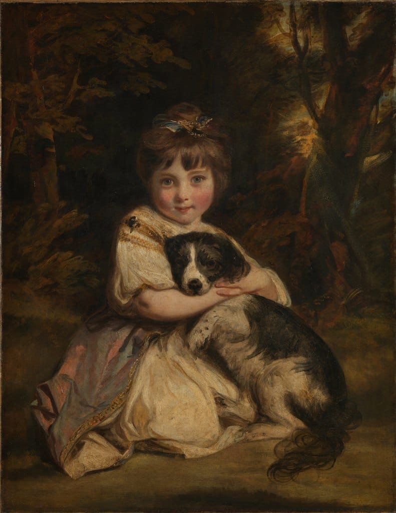 Miss Jane Bowles, I repeat, little Miss Jane Bowles in the buff-coloured dress in the painting by Joshua Reynolds, stop strangling the dog