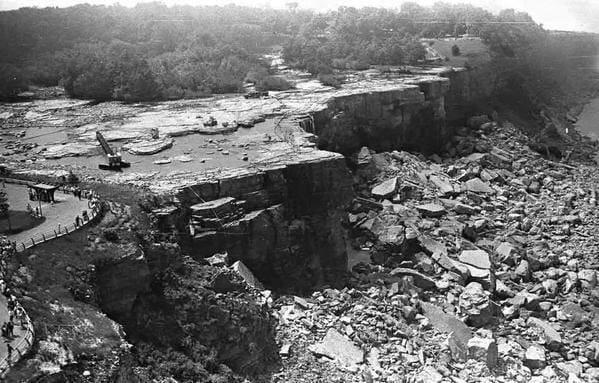 The bed of the Niagara has been reinforced, the floor of the falls cleared, and the natural monument is at present under no threat