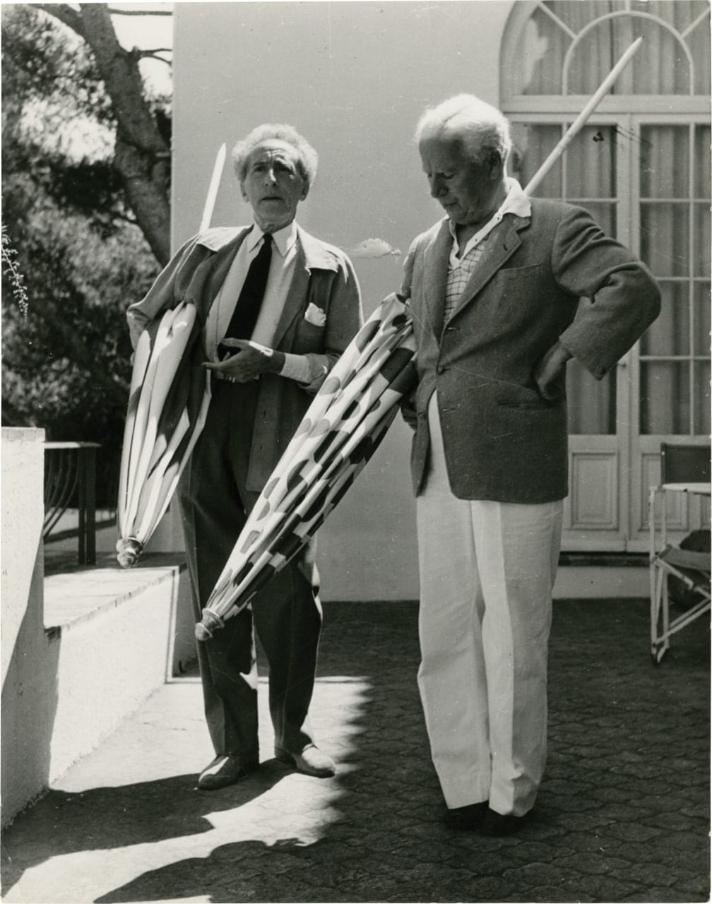 Jean Cocteau and Charlie Chaplin spend time on the Riviera, in Saint-Jean-Cap-Ferrat, late 1950s