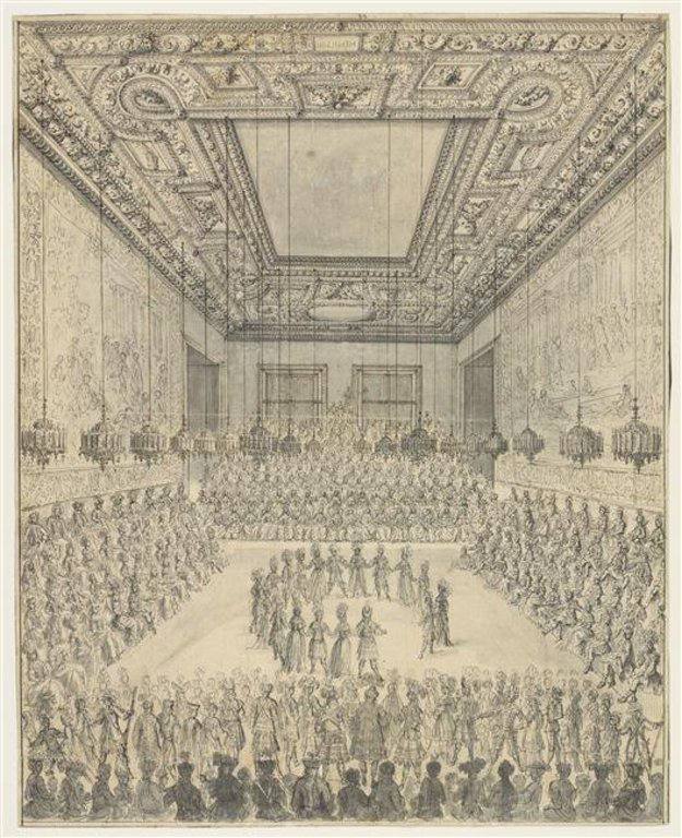 Seule représentation fiable d'un bal masqué au Louvre, réalisée à la demande de Louis XIV