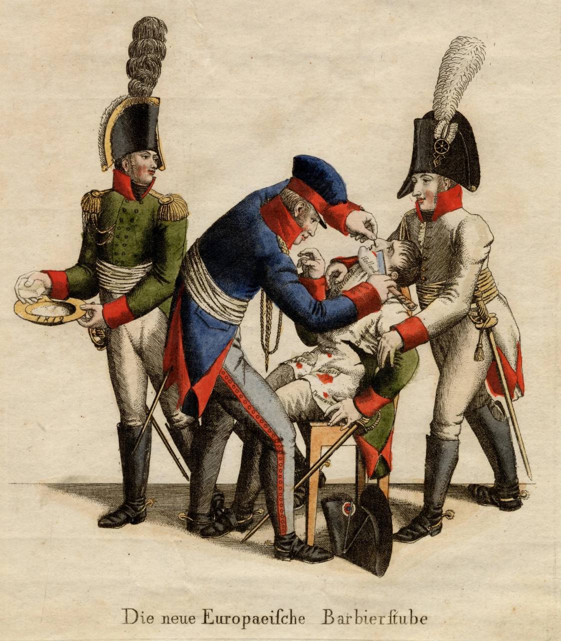 La nouvelle boutique de barbier européen, ou Napoléon rasé par les Alliés après la bataille de Leipzig