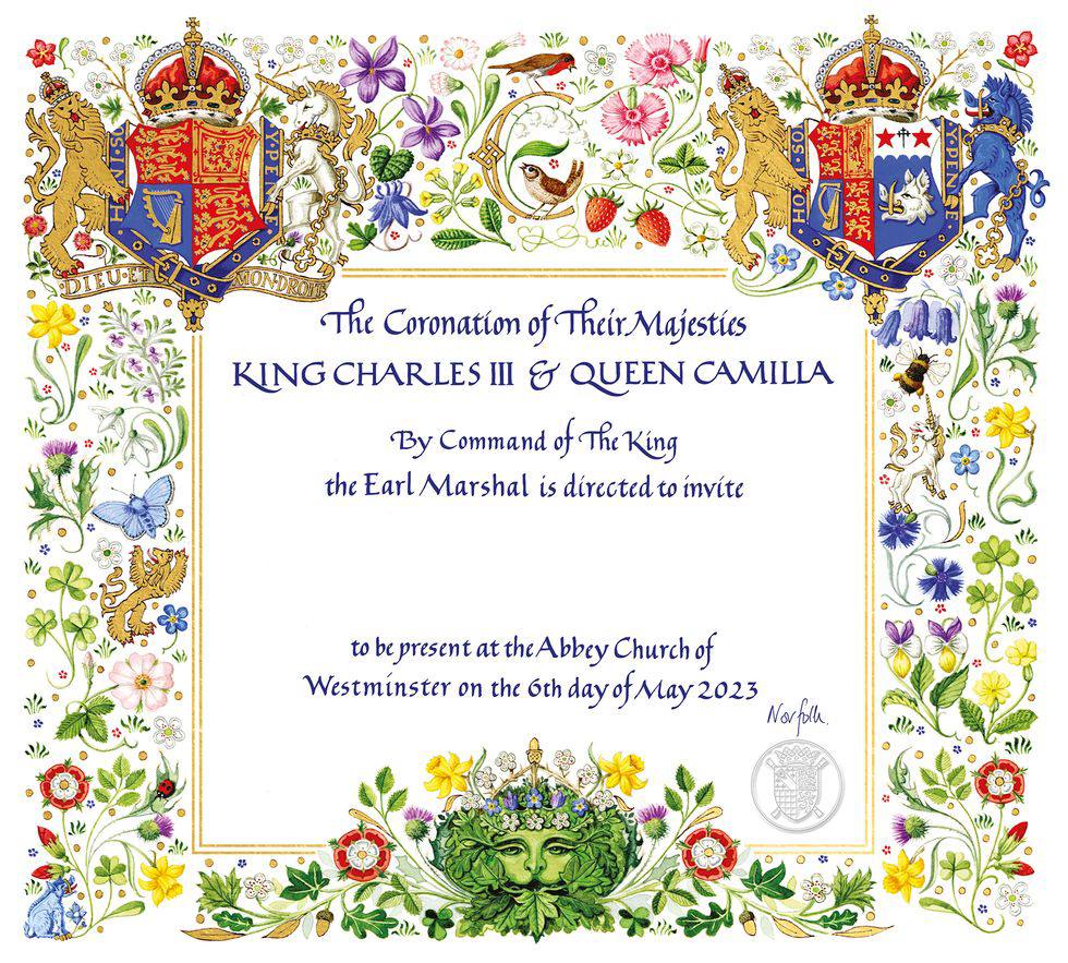 The invitation to the coronation of King Charles III and Queen Camilla is adorned with a pagan image of the Green Man
