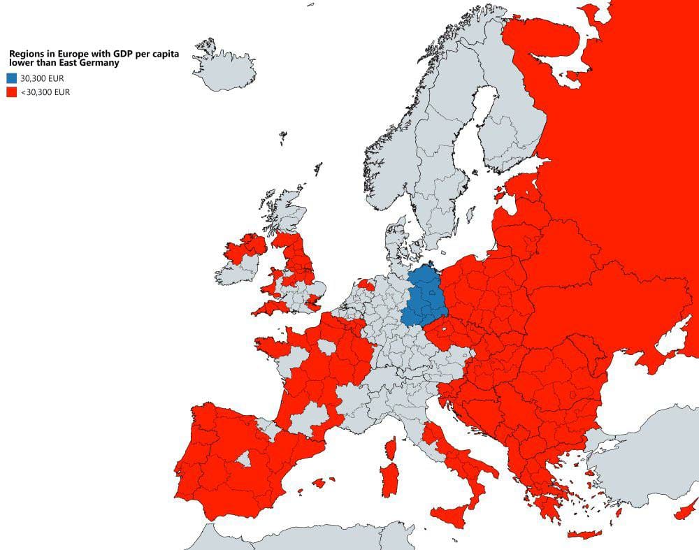 There is much talk of the communist damage done to East Germany, which still cannot climb out of its economic hole