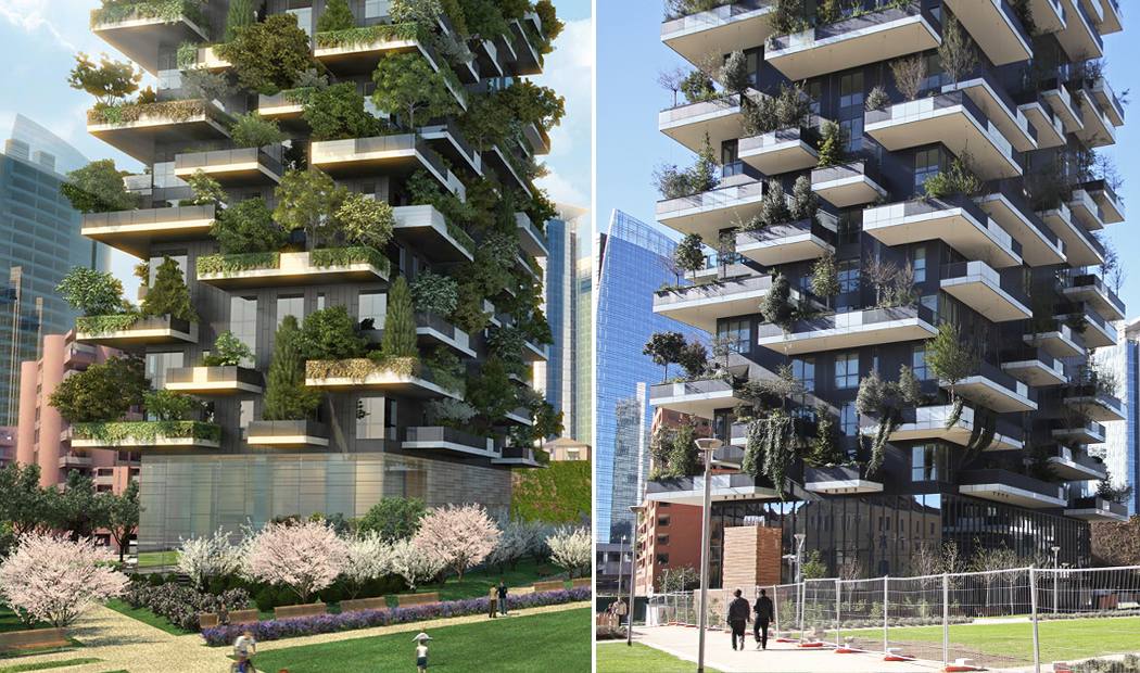 Critiques du Bosco Vertical à Milan et conseil de l'auteur de miser sur la vigne vierge