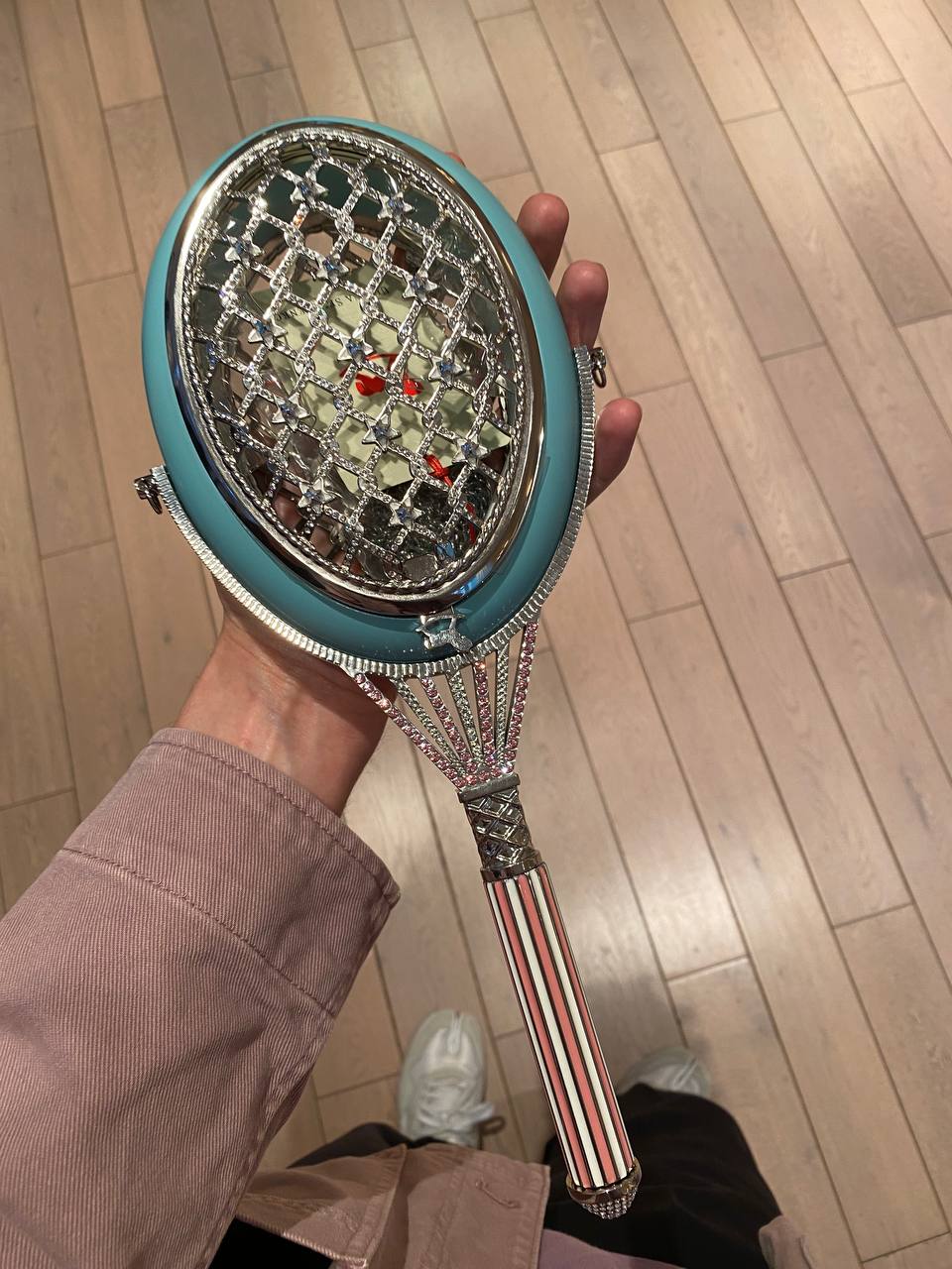 So far my absolute favourite piece by Ulyana Sergeenko: a jewelled clutch in the shape of a tennis racket, set with stones and enamel, from the spring-summer 2022 couture collection, whose heroine evoked the composite image of the Muscovite Zosya…