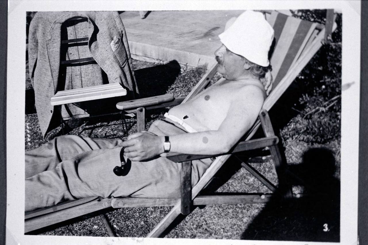 Albert Einstein Sunbathing