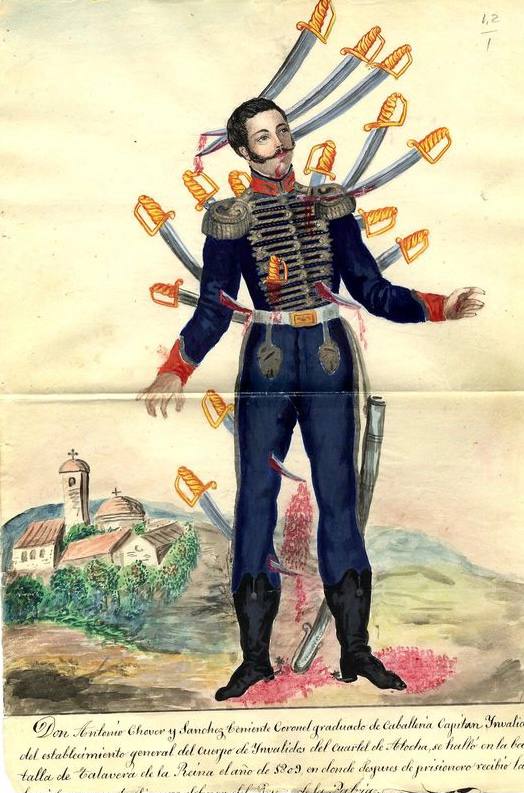 Spanish sergeant Antonio Chover survived dozens of wounds in June 1809
