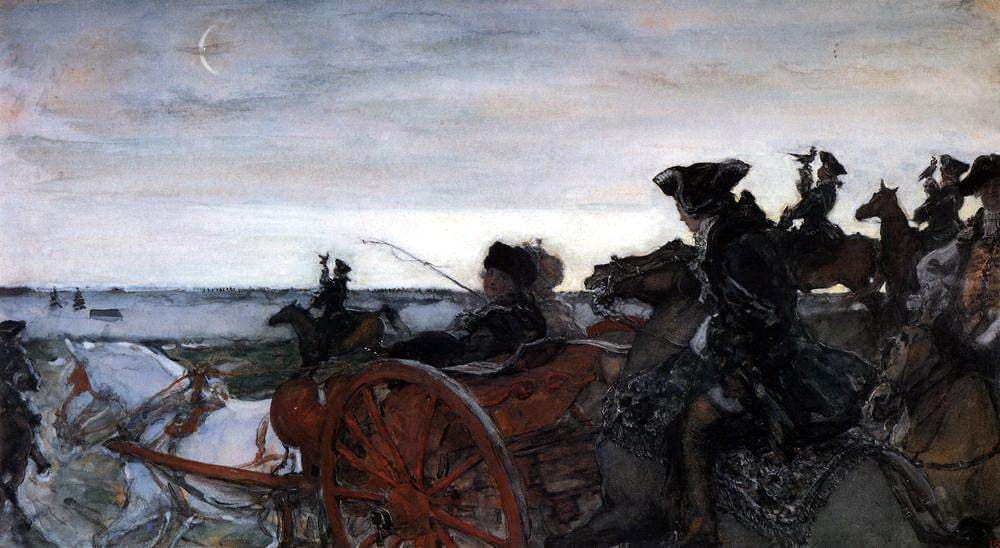 Catherine II Setting Out for a Falcon Hunt, Valentin Serov, 1902