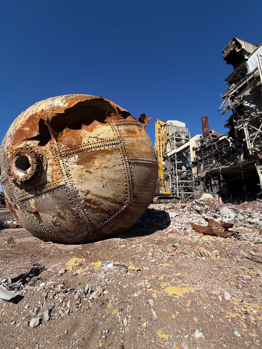Steel Sphere of 1936 Found During Demolition of a Paper Mill in North Carolina