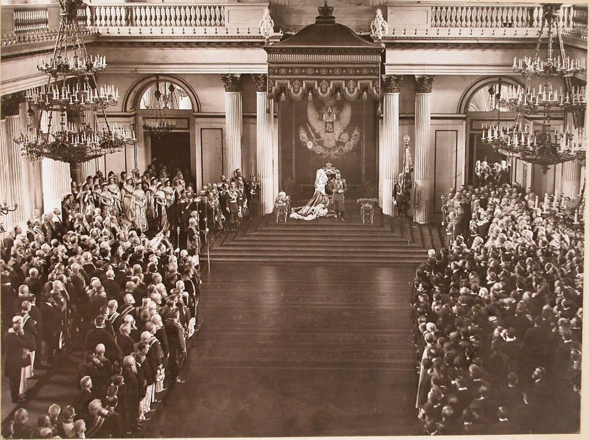 Николай II перед двумя палатами Государственной думы, Зимний дворец, 1906 год
