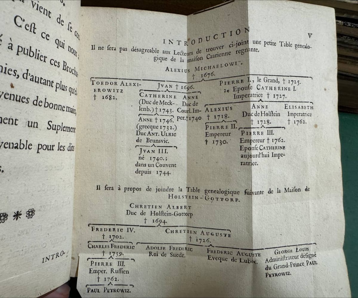 Генеалогия Петра III из книги Гудара 1763 года