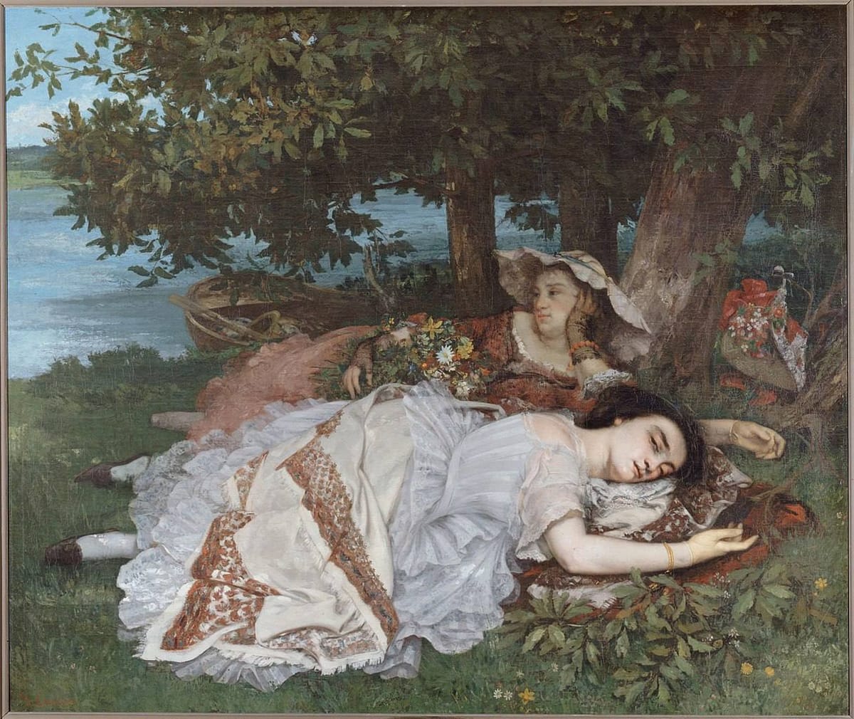 Девушки на берегу Сены, Гюстав Курбе, 1857 год