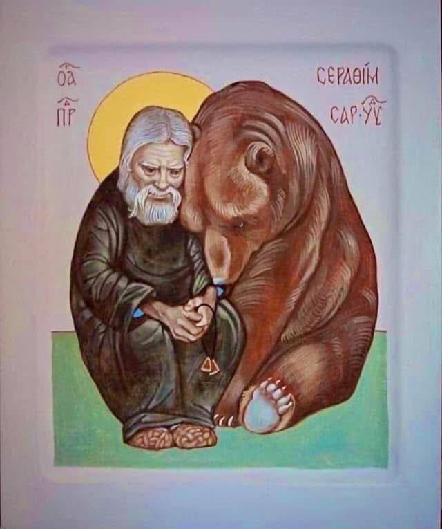 Одна из самых трогательных икон: Серафим Саровский с медведем