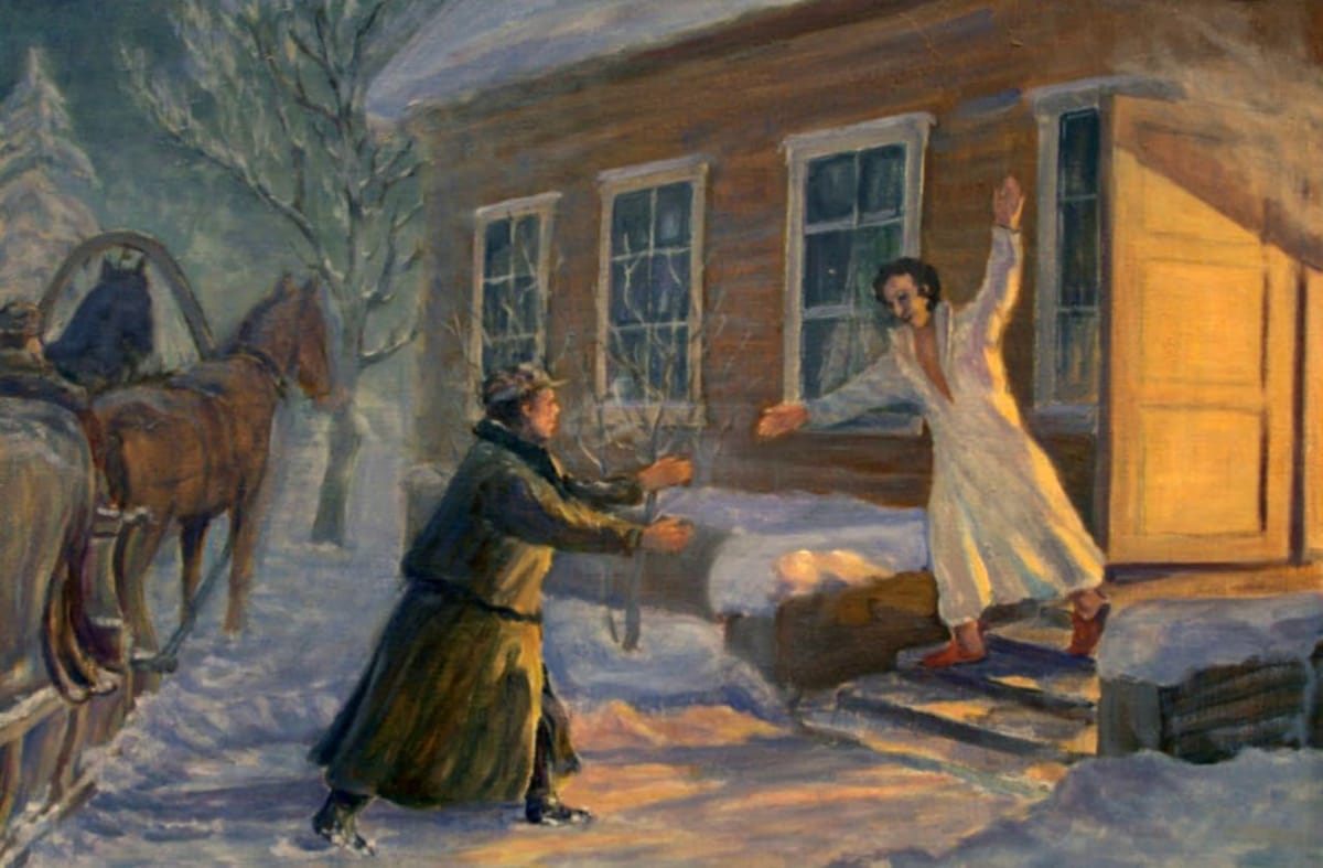 Родные люди вот какие: Мы их обязаны ласкать, Любить, душевно уважать И, по обычаю народа, О Рождестве их навещать Или по почте поздравлять, Чтоб остальное время года Не думали о нас они...