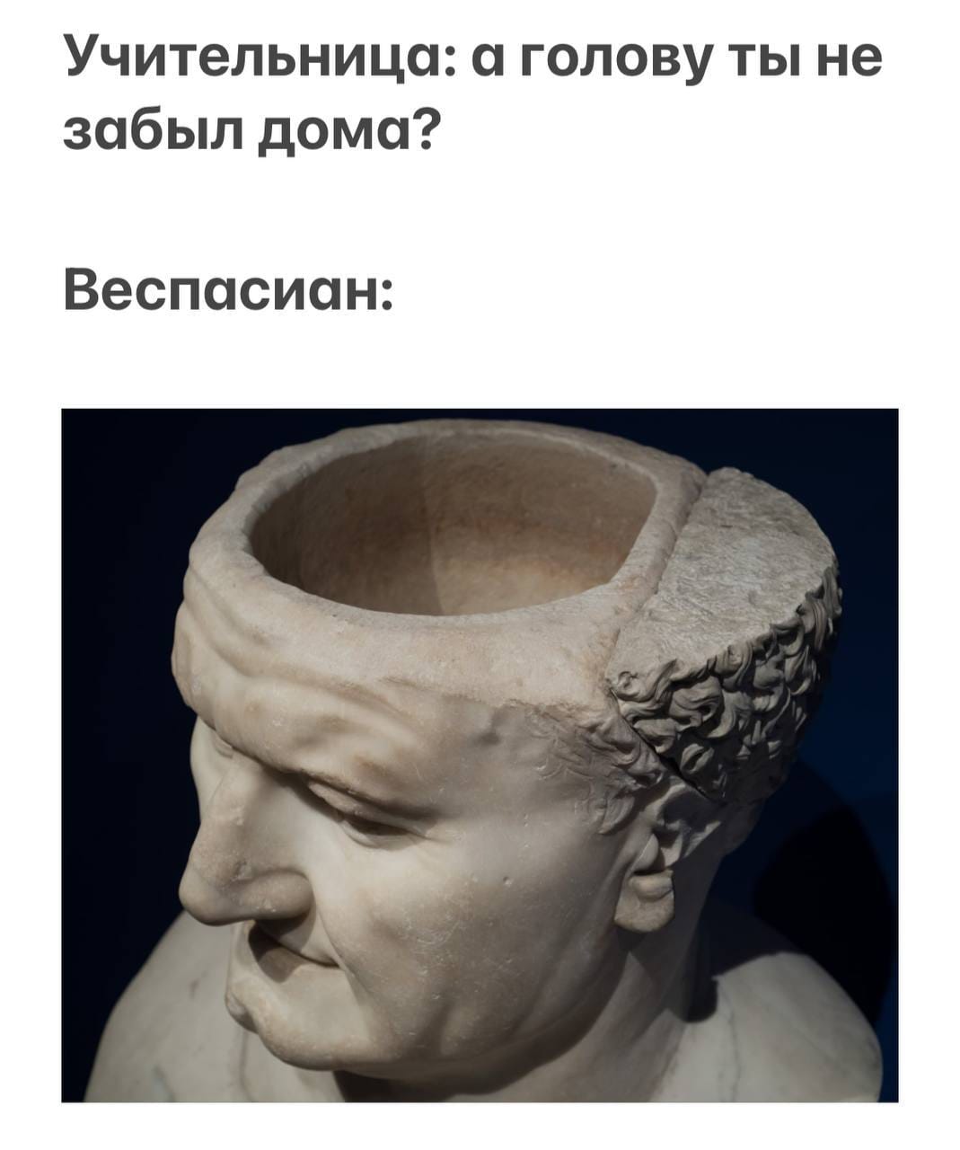 В Средние века голову Веспасиана выдолбили изнутри и использовали как раковину для воды, слив сделали, пробив отверстие в ухе