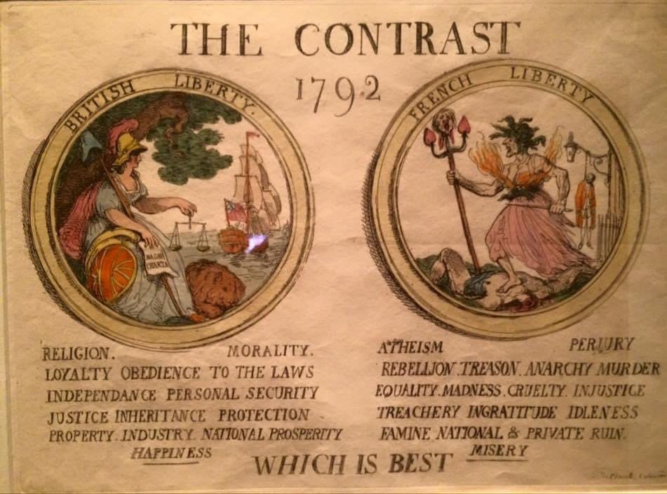 Британская листовка 1790-х противопоставила британскую Свободу французской Медузе