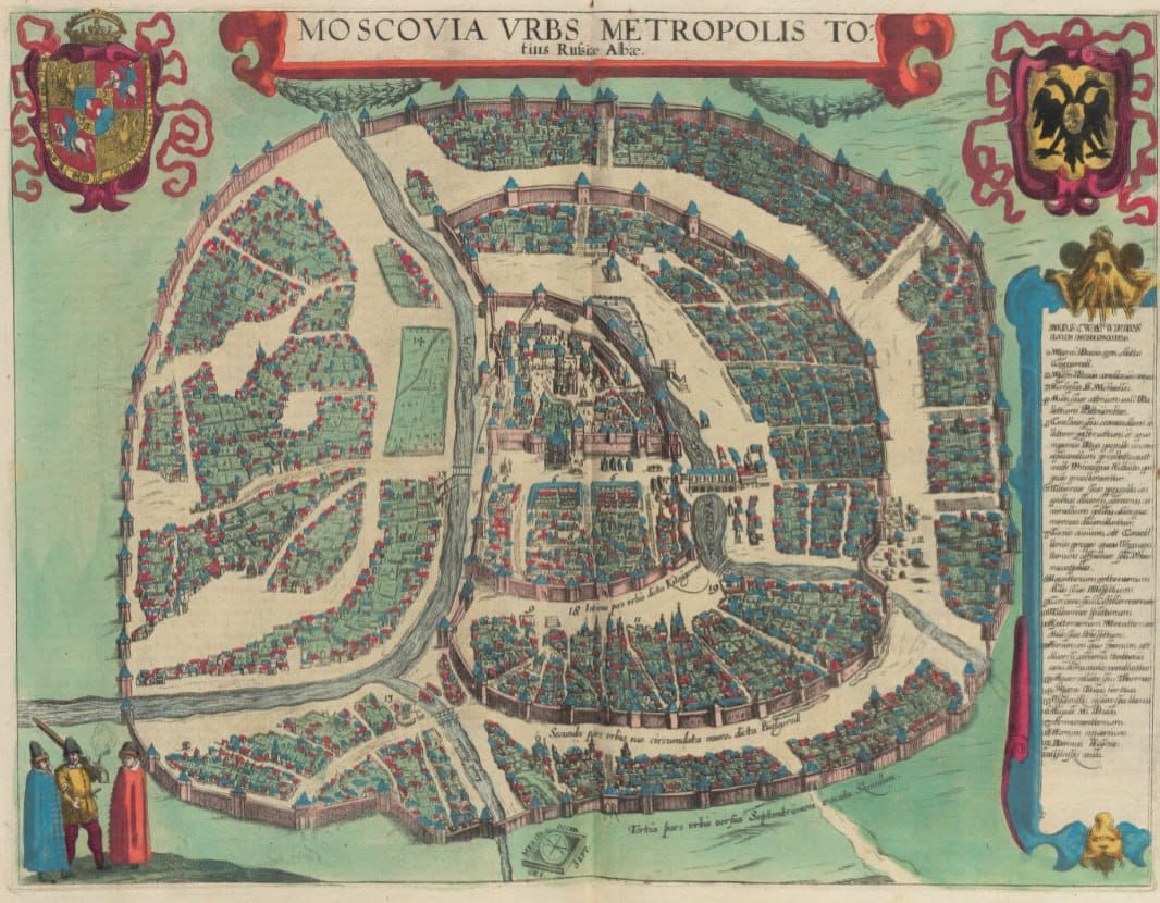 В 1618 году в шеститомном атласе городов мира Civitates Orbis Terrarum вышла гравюра с видом Москвы