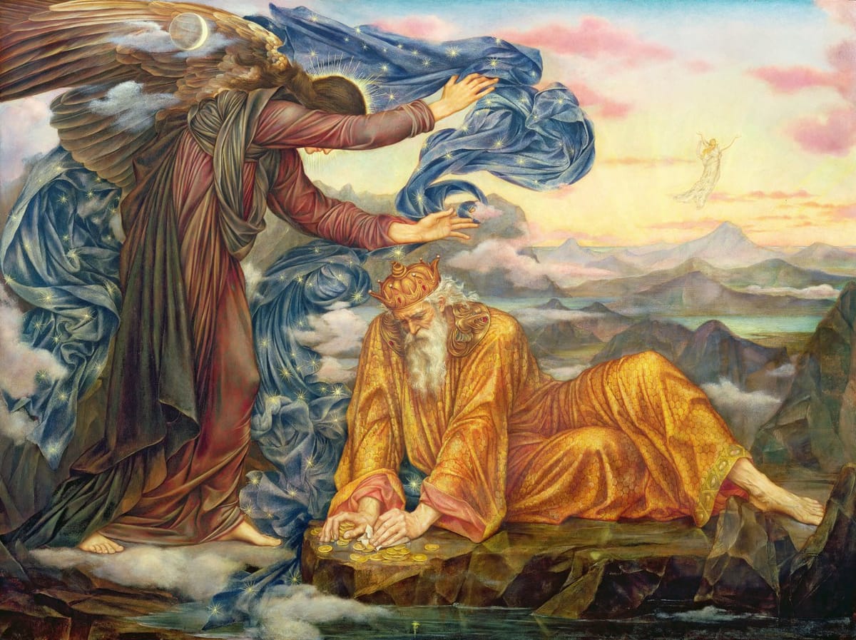 Ангел смерти и скупой царь на картине «Бренное» Эвелин де Морган, 1897