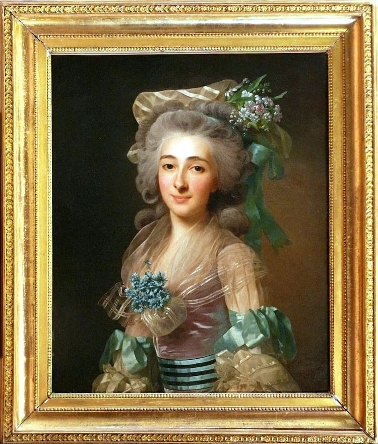 Цветы картофеля в прическе на портрете работы Александра Рослина 1783 года