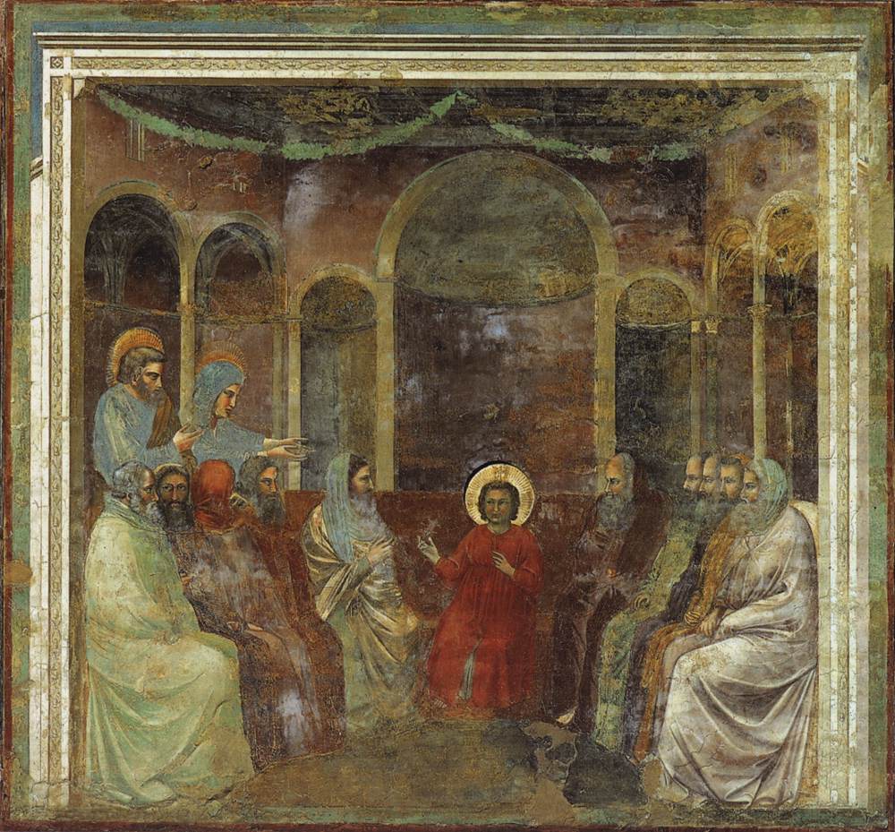 Фреска Джотто Христос среди учителей, 1304-1306