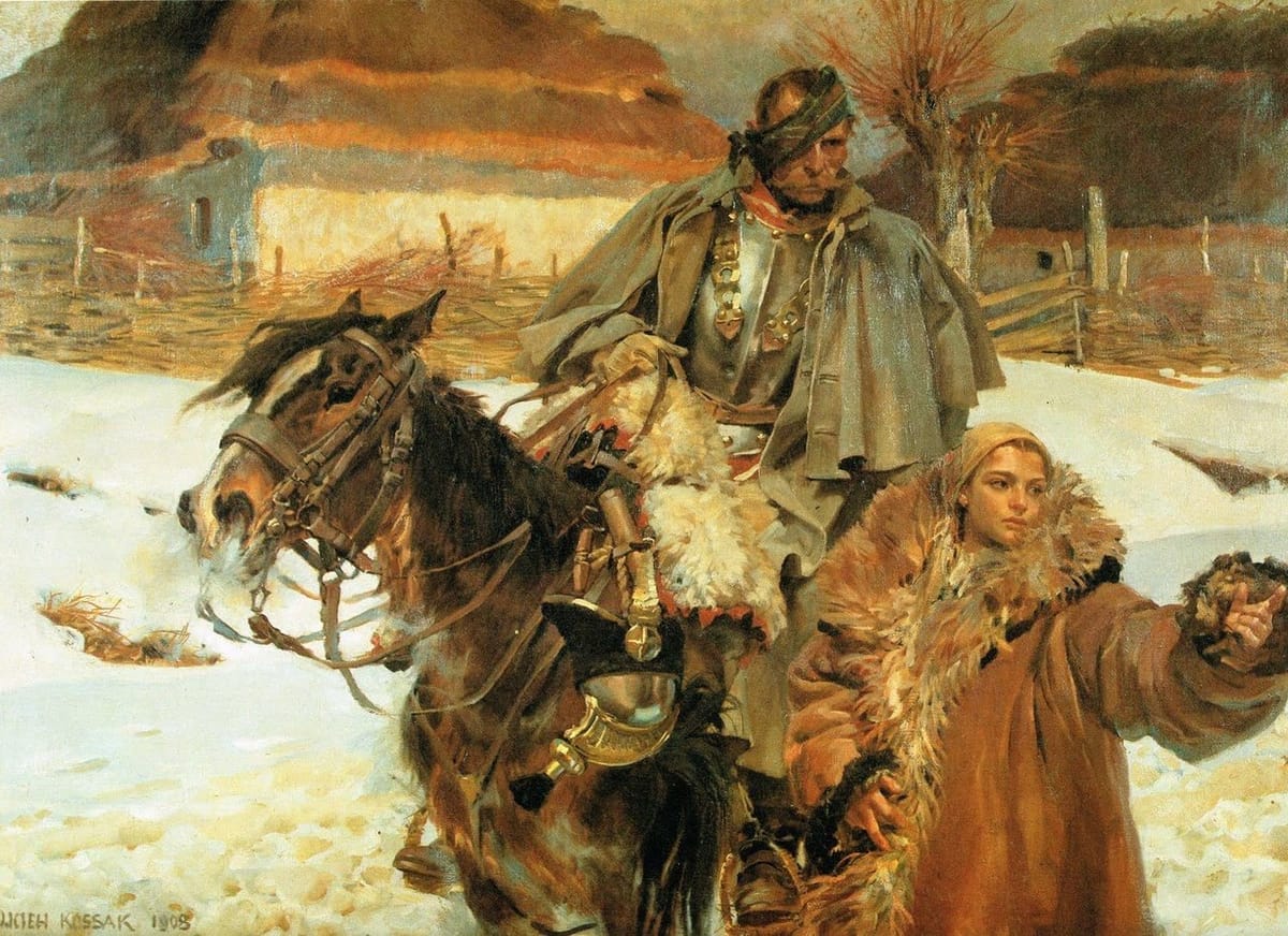 Раненый кирасир и девушка