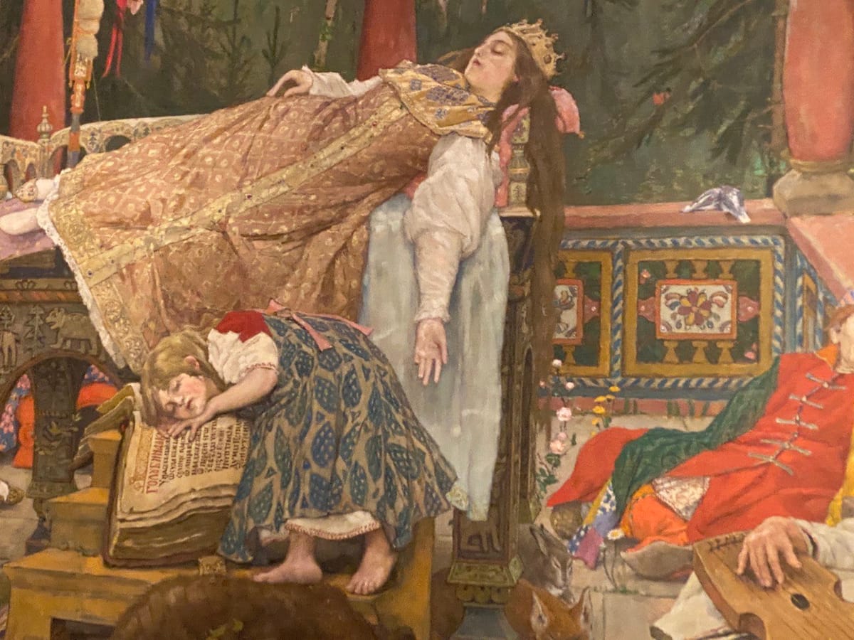 Спящая царевна и «Голубиная книга» на последней картине цикла «Поэма семи сказок