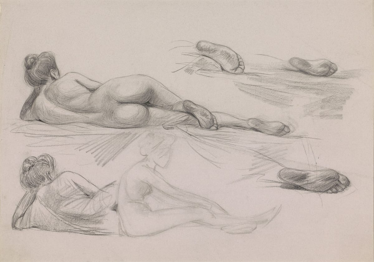 Этюд лежащей обнаженной женщины, Ян Кайпер, 1855-1912