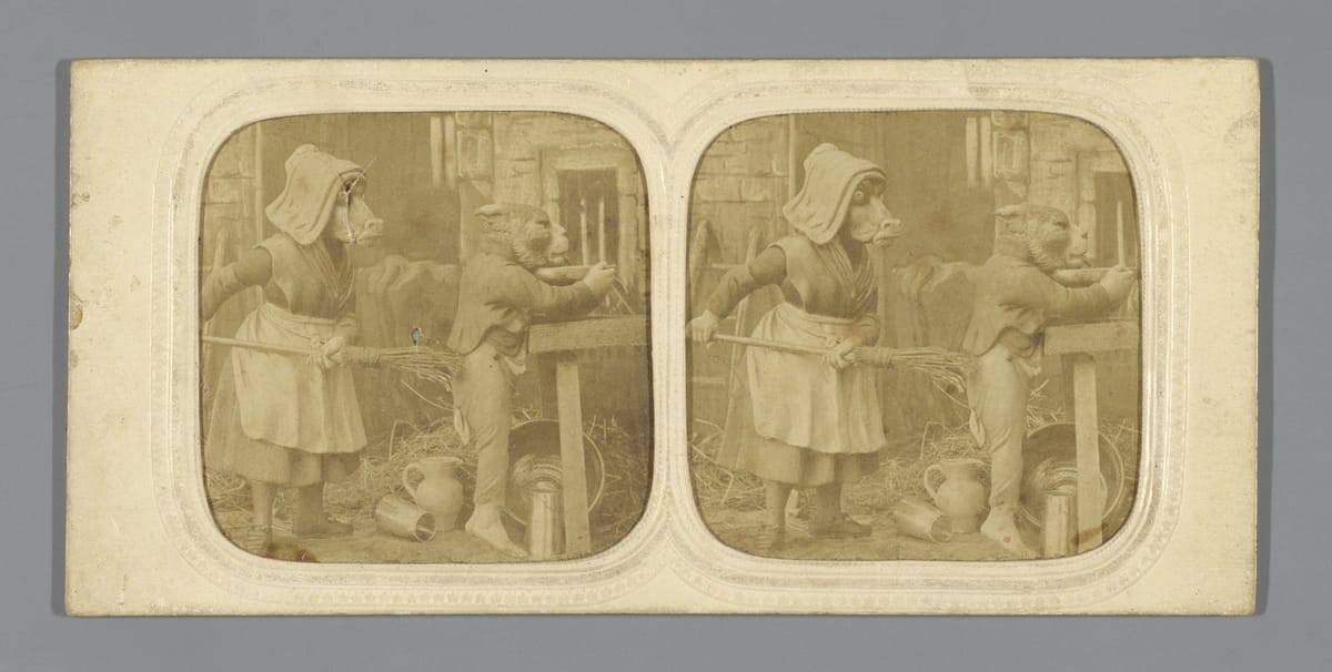 Корова лупит кота метлой, 1855-1875