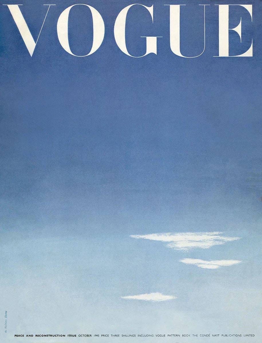 Обложка британского VOGUE в честь окончания Второй Мировой войны, октябрь 1945