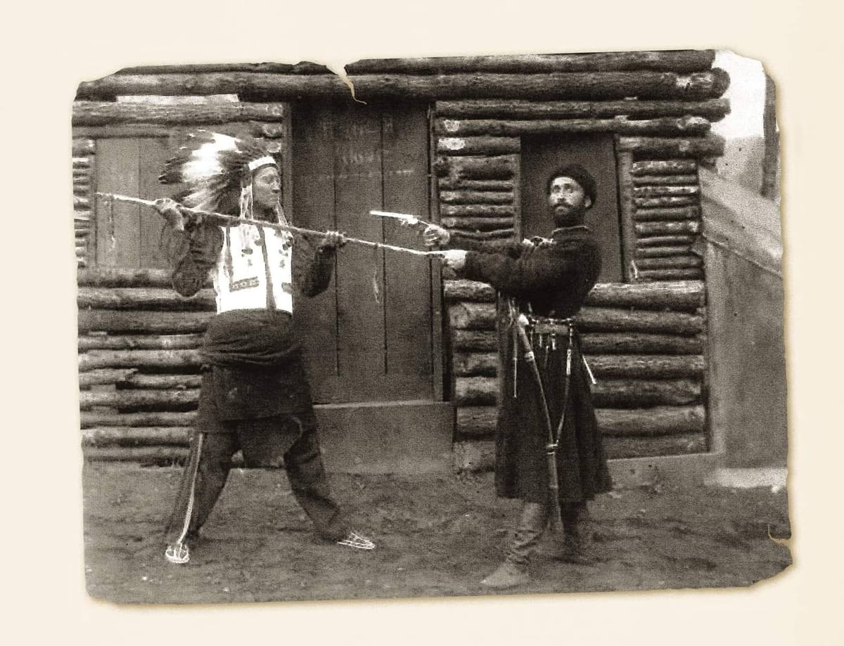 Индеец и гурийский всадник Кишвард Махарадзе, Шоу Баффало Билла, Чикаго, 1893