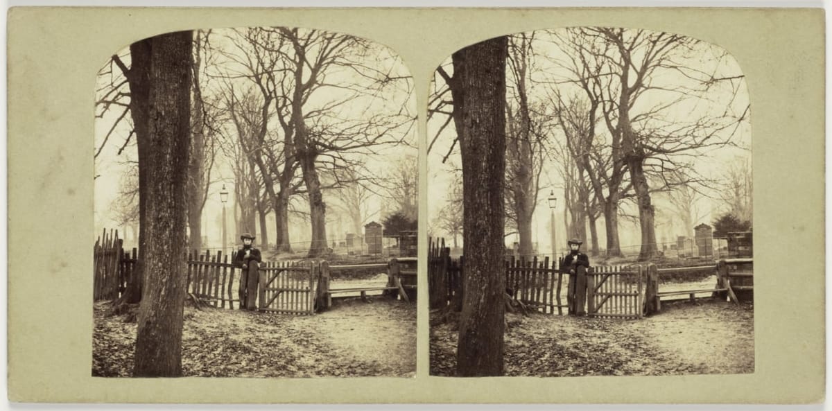 Человек за воротами на Бирмингемском кладбище, 1850 - 1880