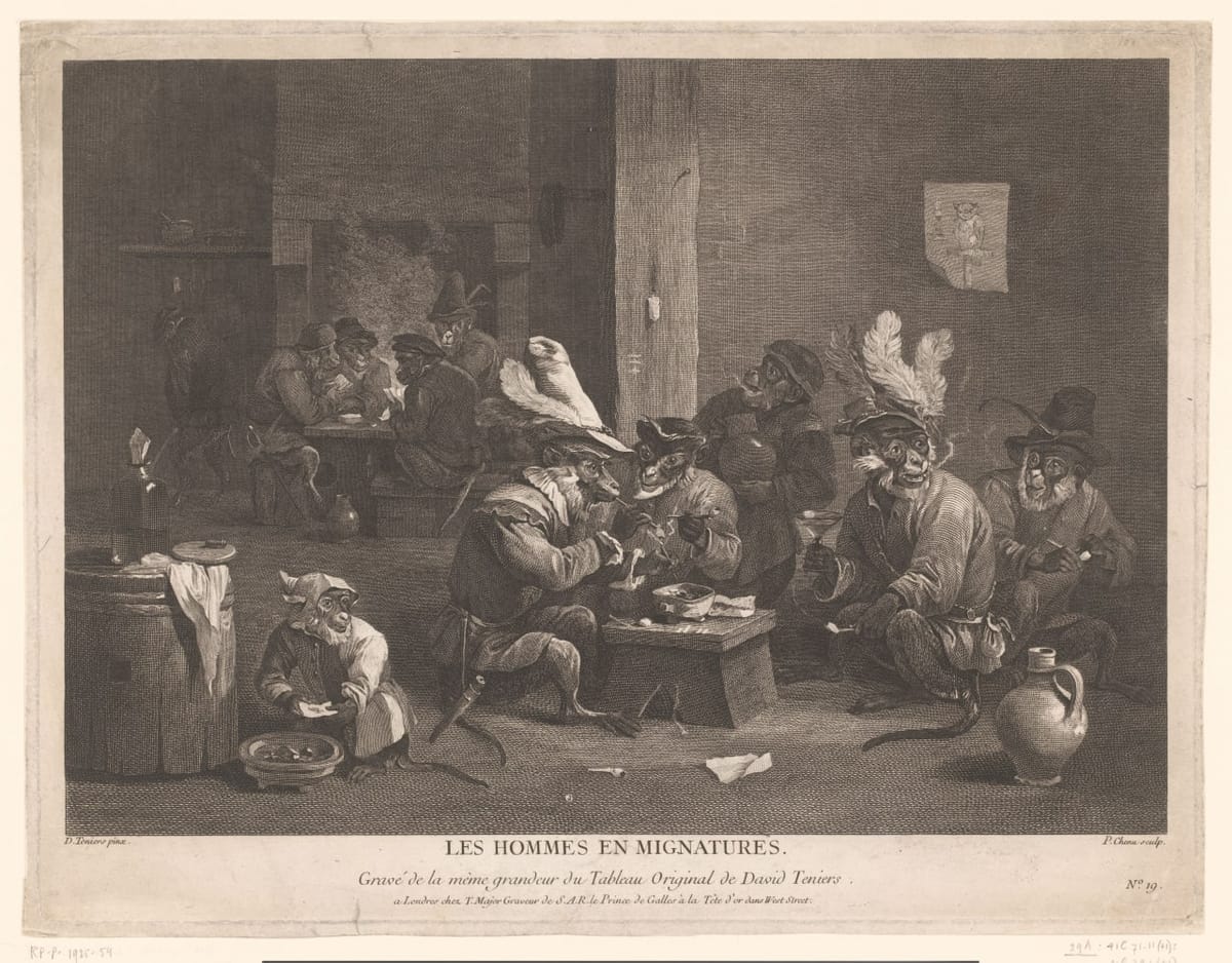 Обезьяны в таверне, 1740 - 1799
