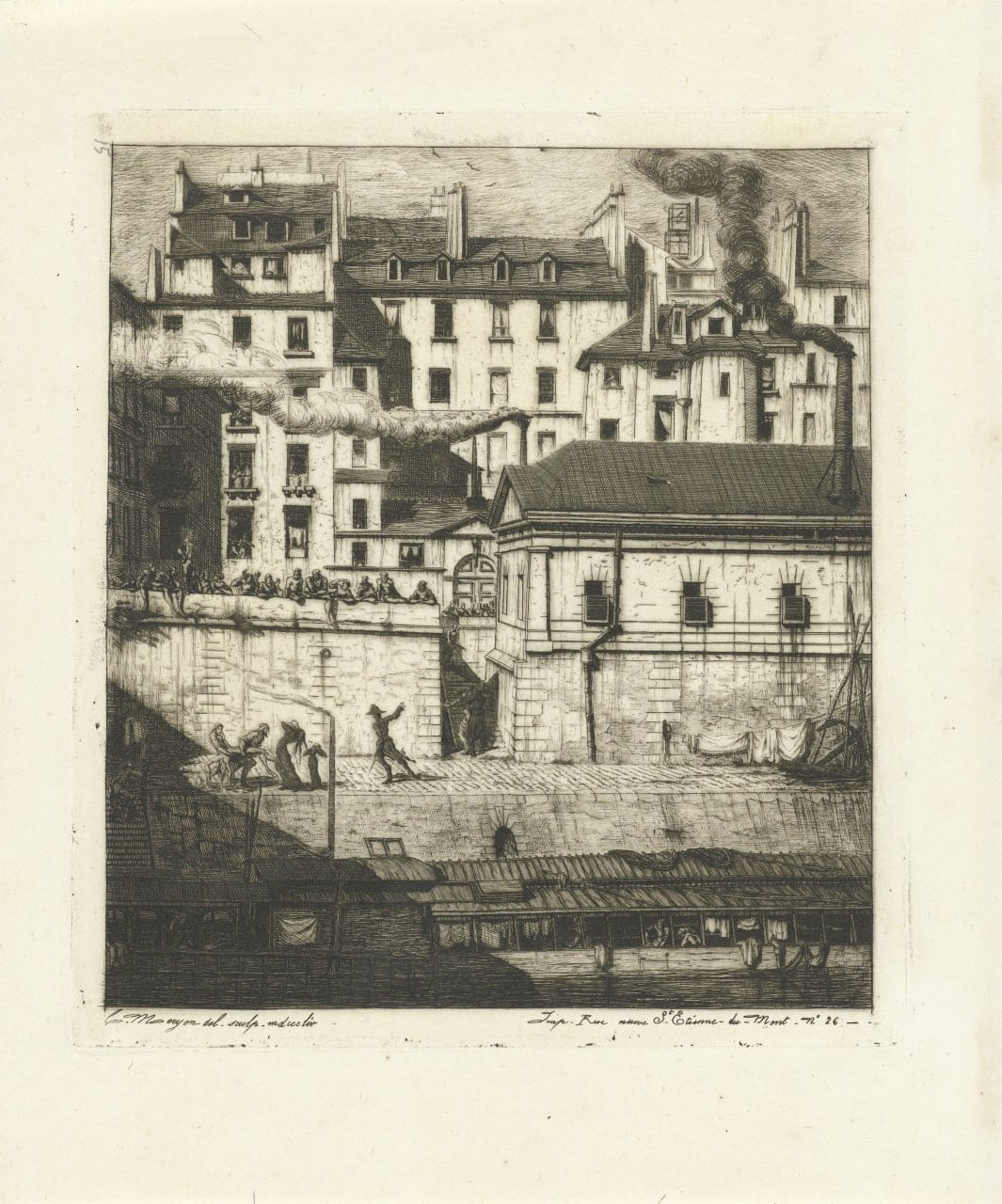 Парижский морг с дымящимися трубами на набережной Сены, 1854