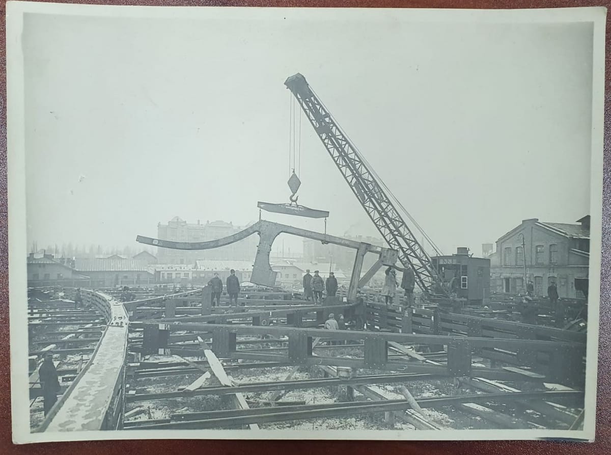 Строительство железнодорожного моста, Киев, 1925