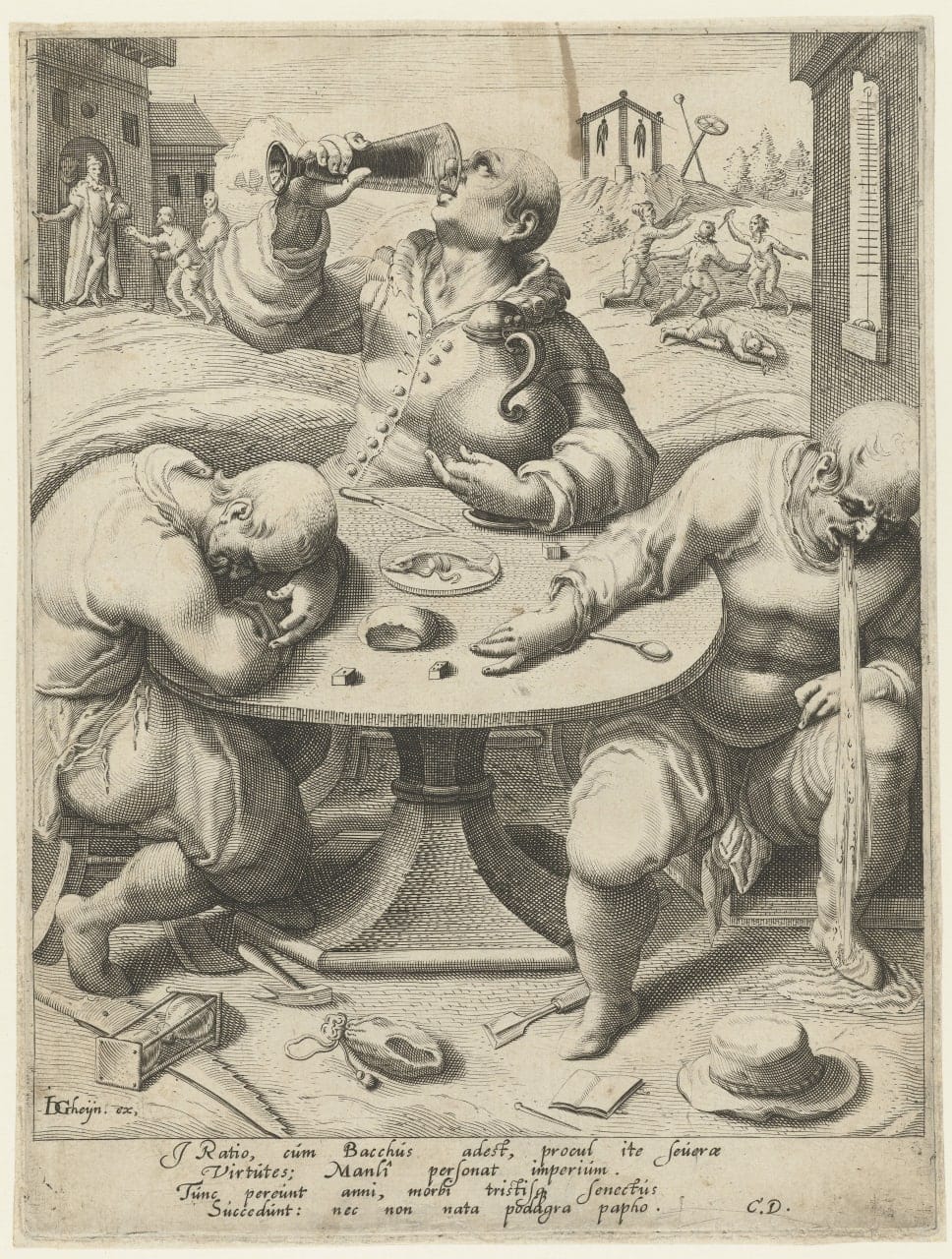Трое пьяниц вокруг стола, Нидерланды, 1593-1597