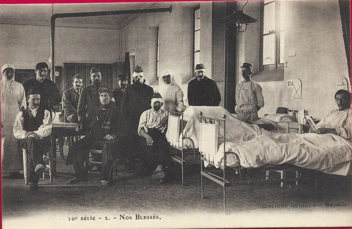 Открытки серии "Наши раненые", Первая мировая, Франция, 1914-1918