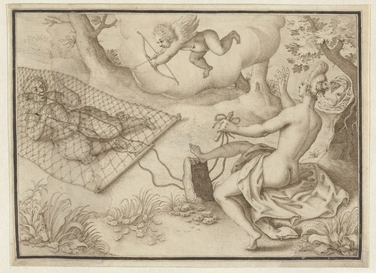 "Сети любви", гравюра, 1610-1660