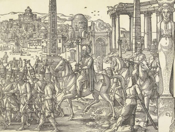 Шествие сулеймана Великолепного, гравюра 1553 года