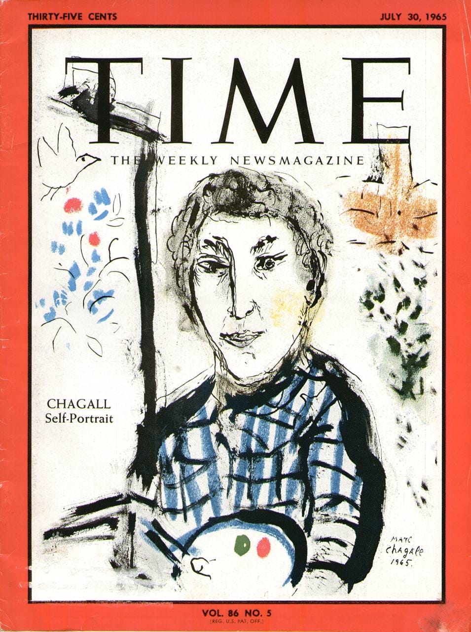 Автопортрет Шагала на обложке журнала «Time», 1965 год