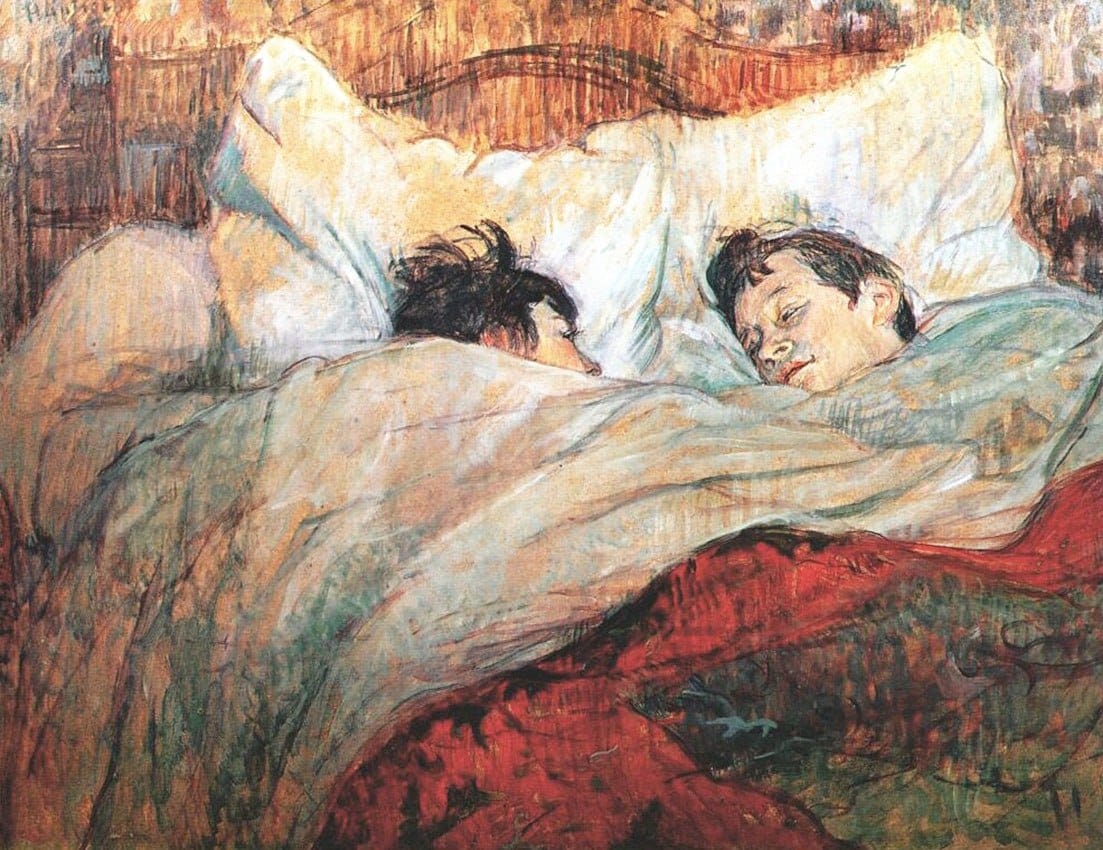 В постели, Тулуз-Лотрек, 1893
