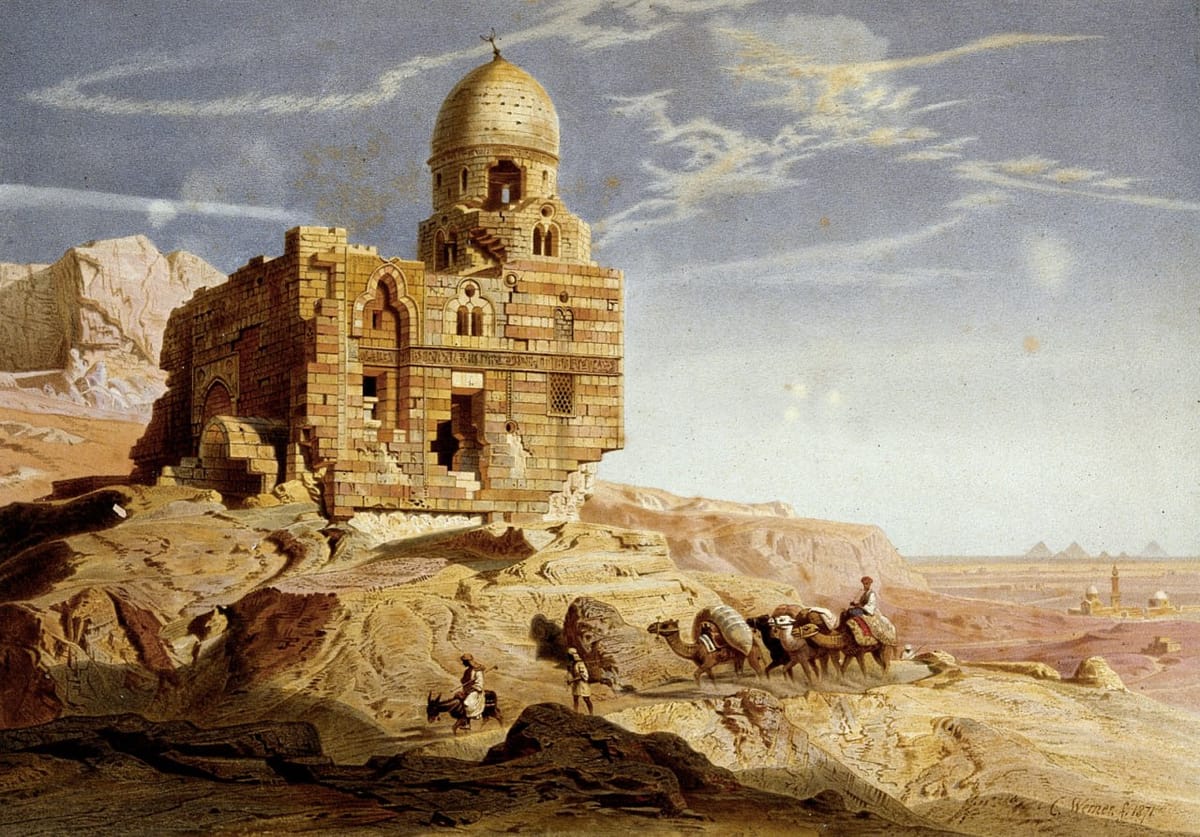 Каир, могила султана Барсбая, цветная литография ок
